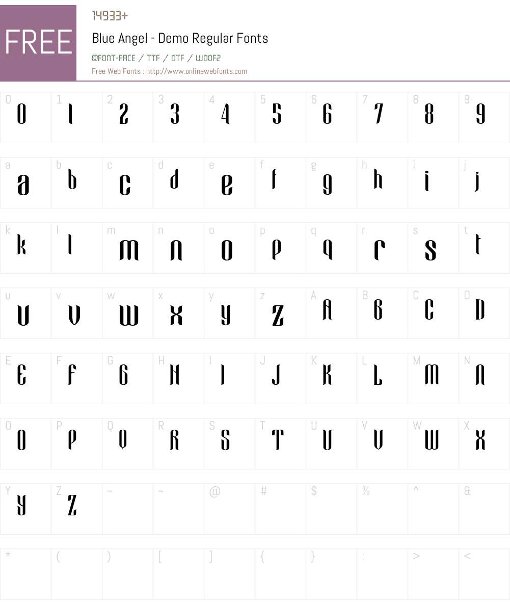 Blue Angel - Demo Font Screenshots