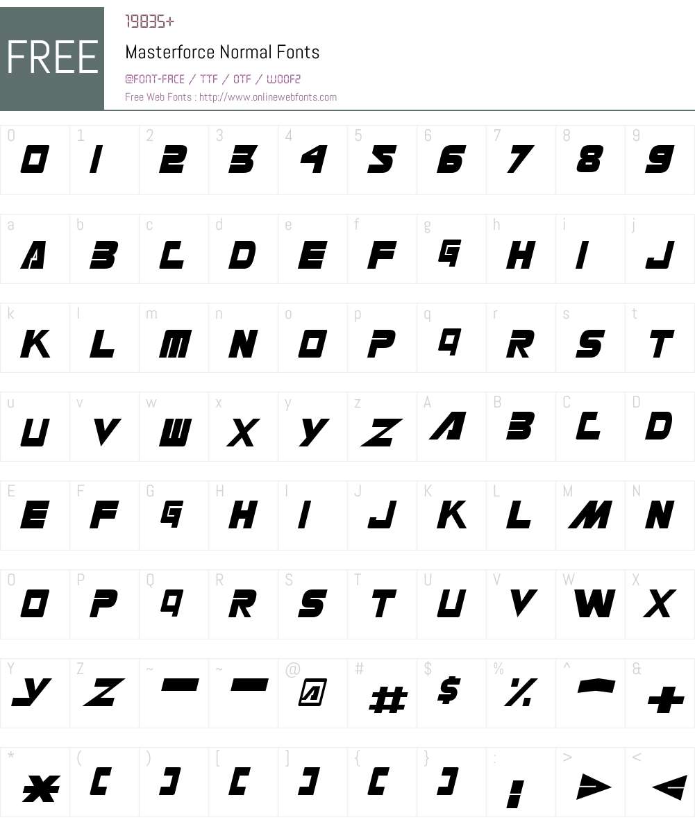 Masterforce Font Screenshots