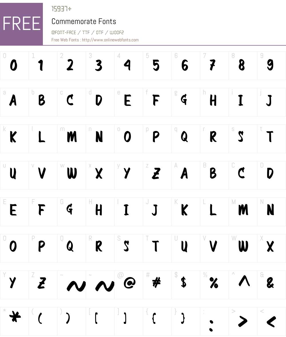Commemorate Font Screenshots