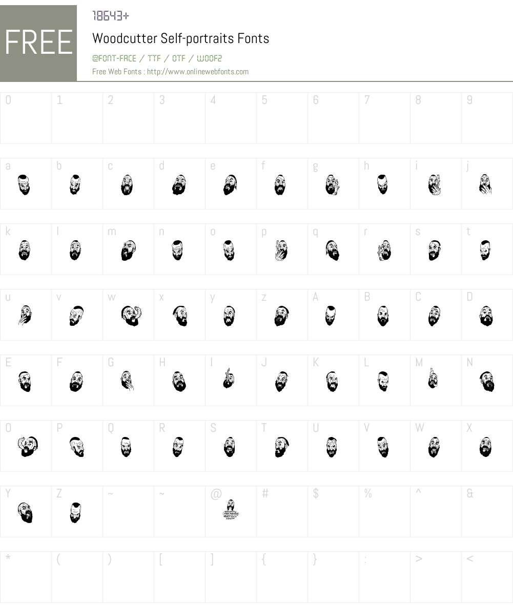 Woodcutter Self-portraits Font Screenshots