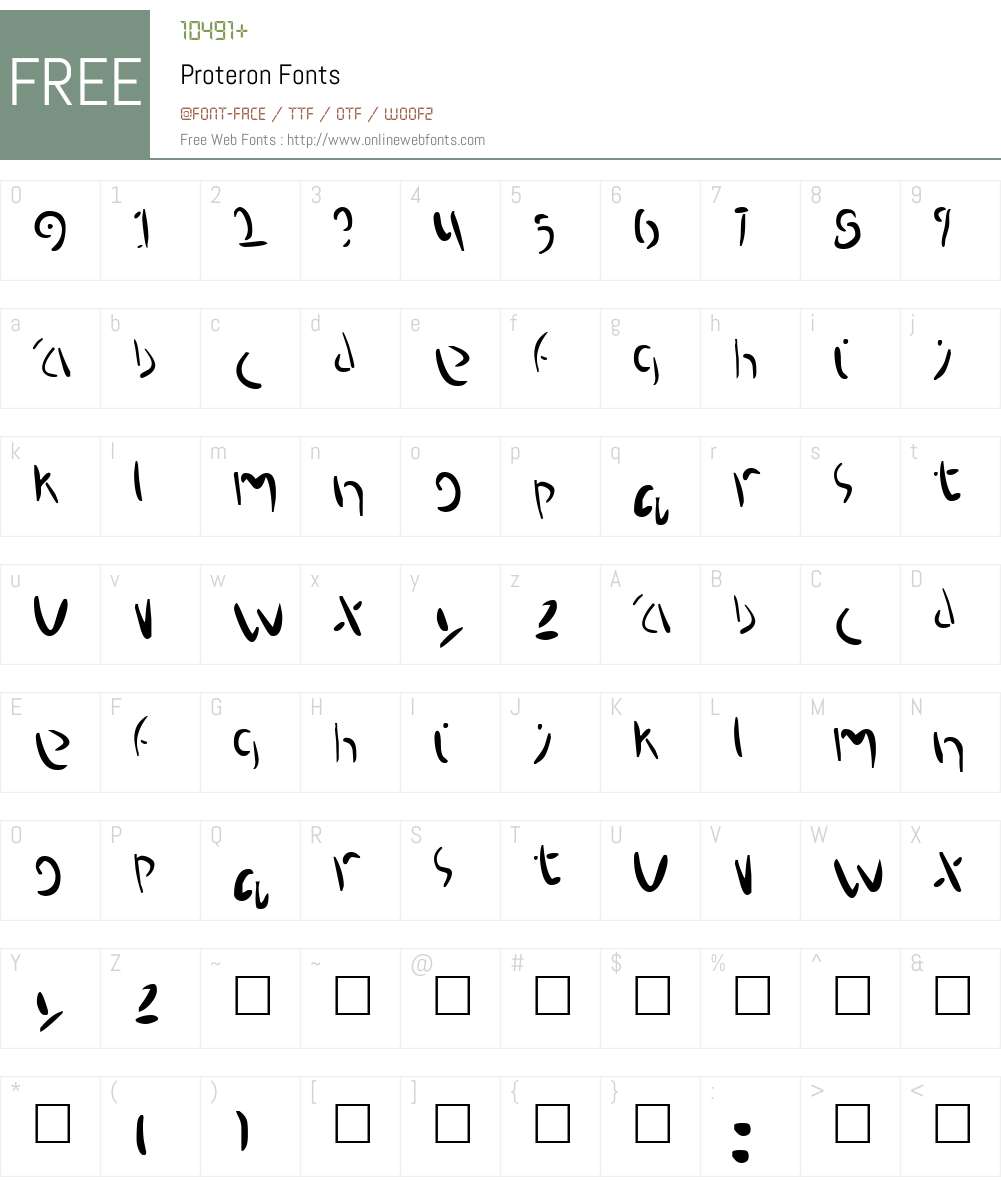 Proteron Font Screenshots