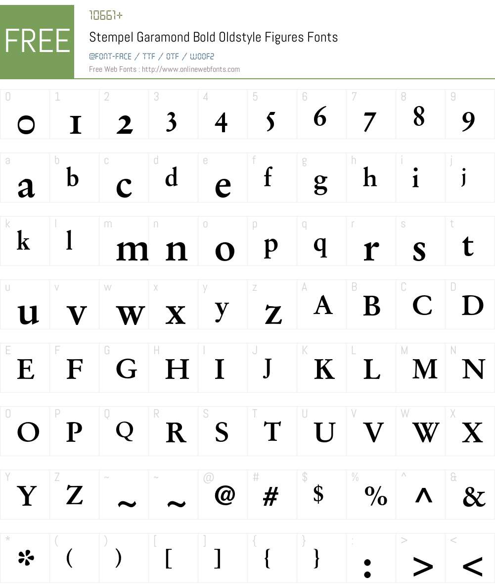 Stempel Garamond Font Screenshots
