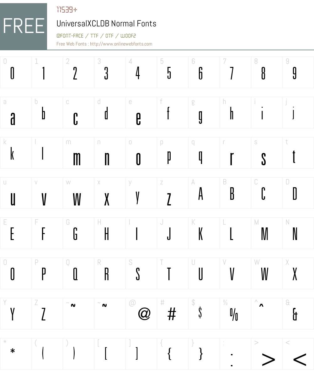 UniversalXCLDB Font Screenshots