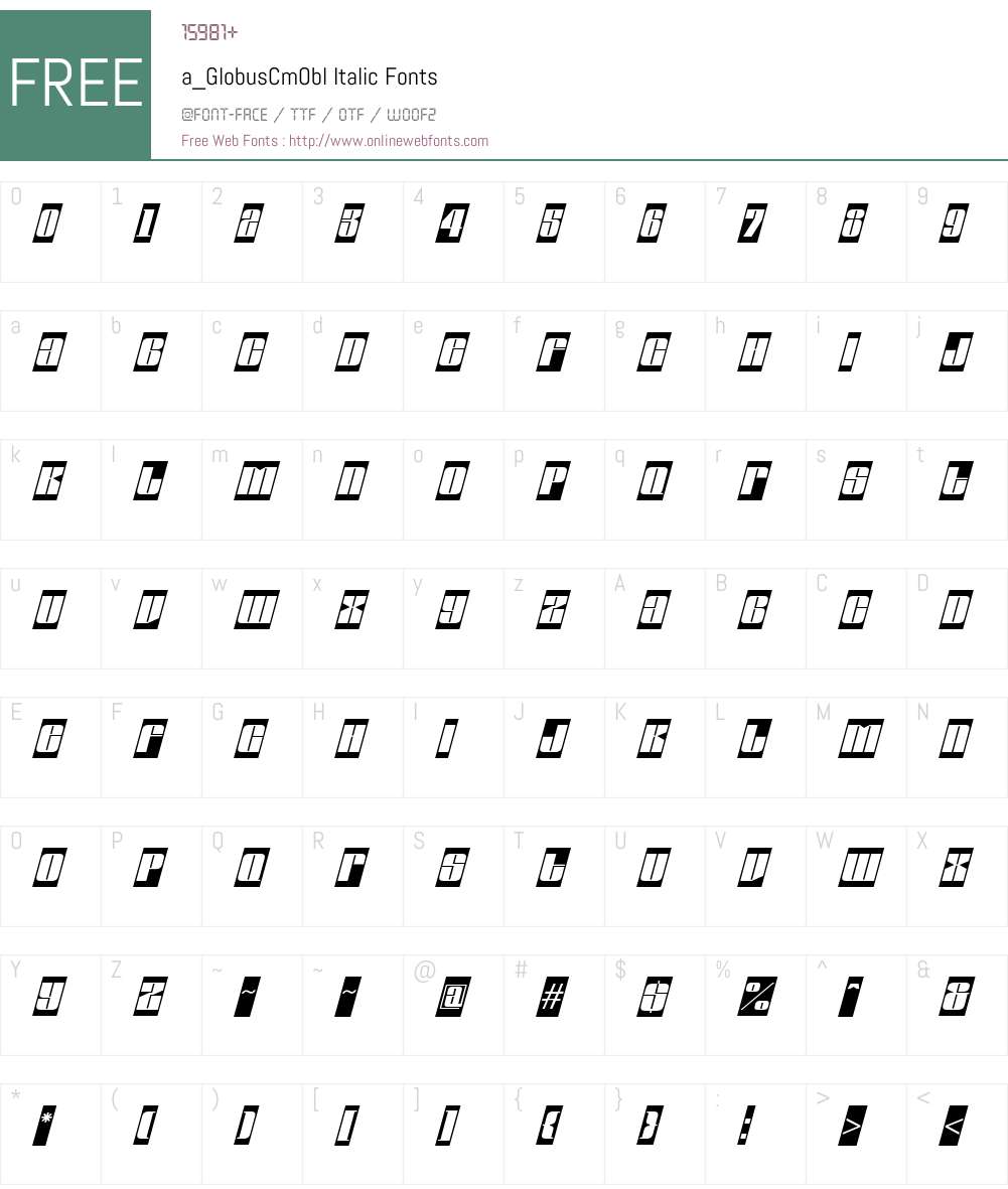 a_GlobusCmObl Font Screenshots