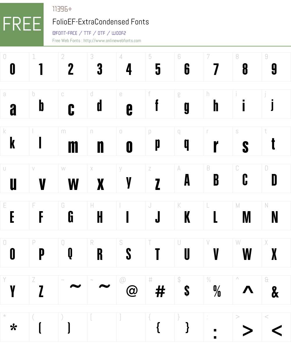 FolioEF-ExtraCondensed Font Screenshots