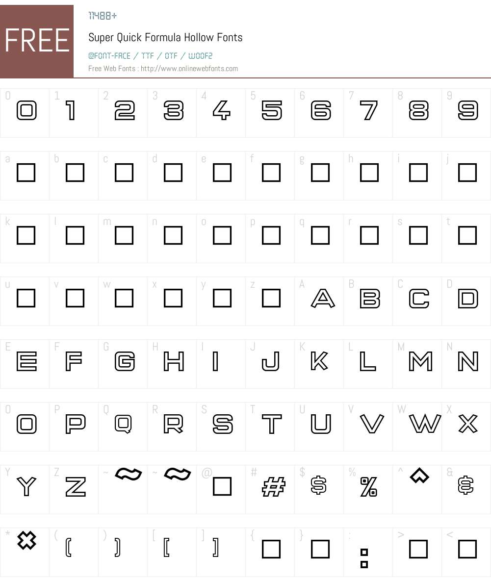 Super Quick Formula Hollow Font Screenshots