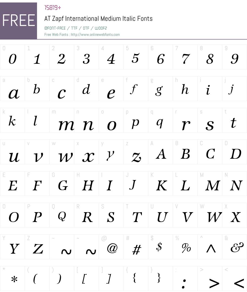 ATZapfInternational Font Screenshots
