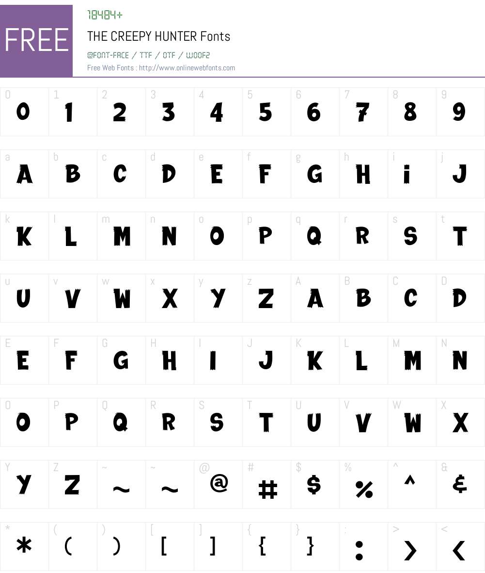 THE CREEPY HUNTER Font Screenshots