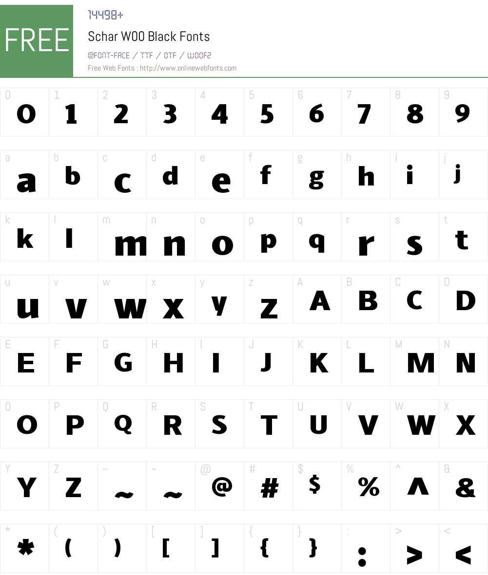 ScharW00-Black Font Screenshots