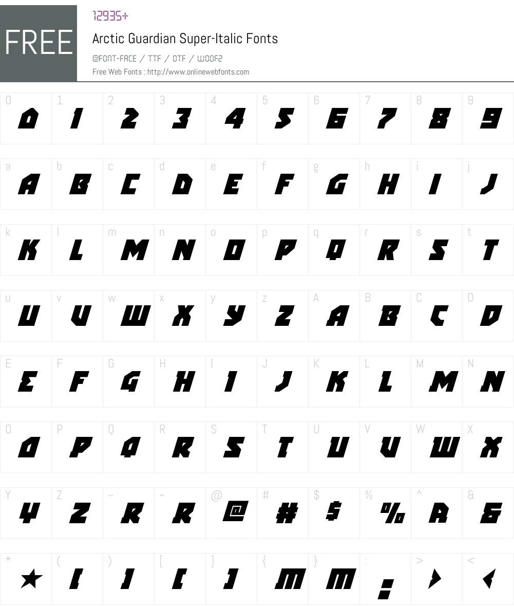 Arctic Guardian Super-Italic Font Screenshots