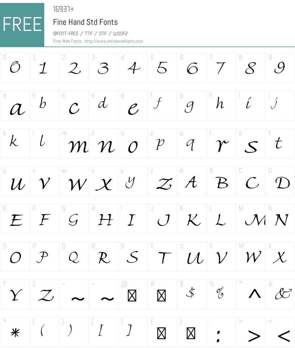 Fine Hand Std Font Screenshots