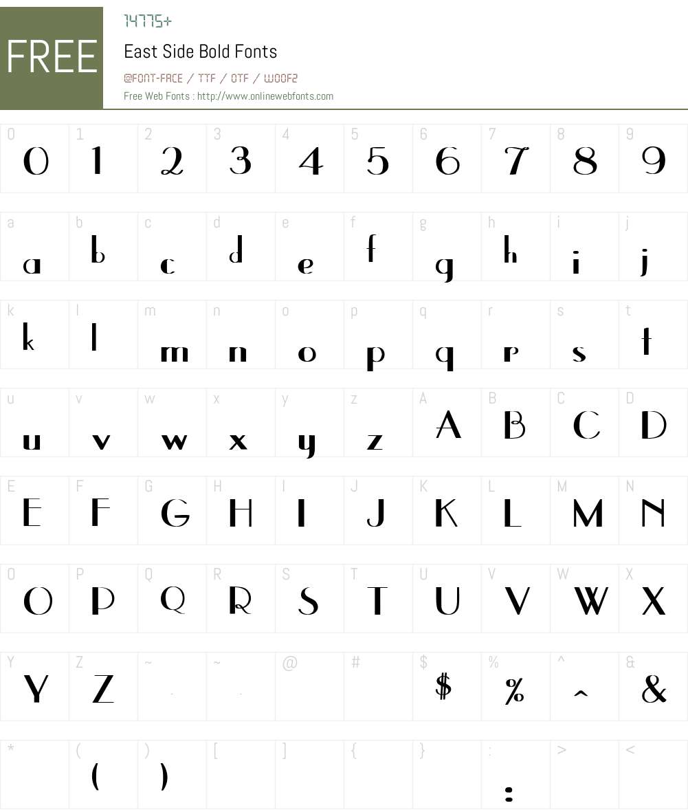 East Side Bold Font Screenshots