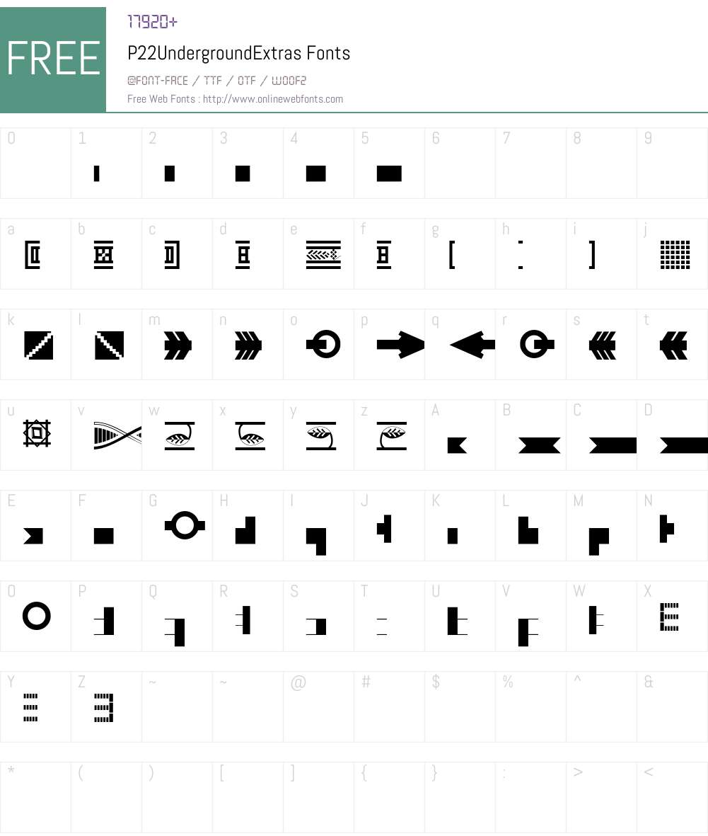 P22UndergroundExtras Font Screenshots