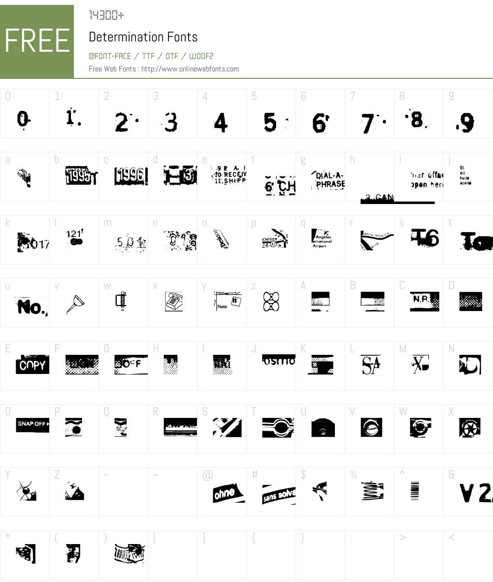 Determination Font Screenshots