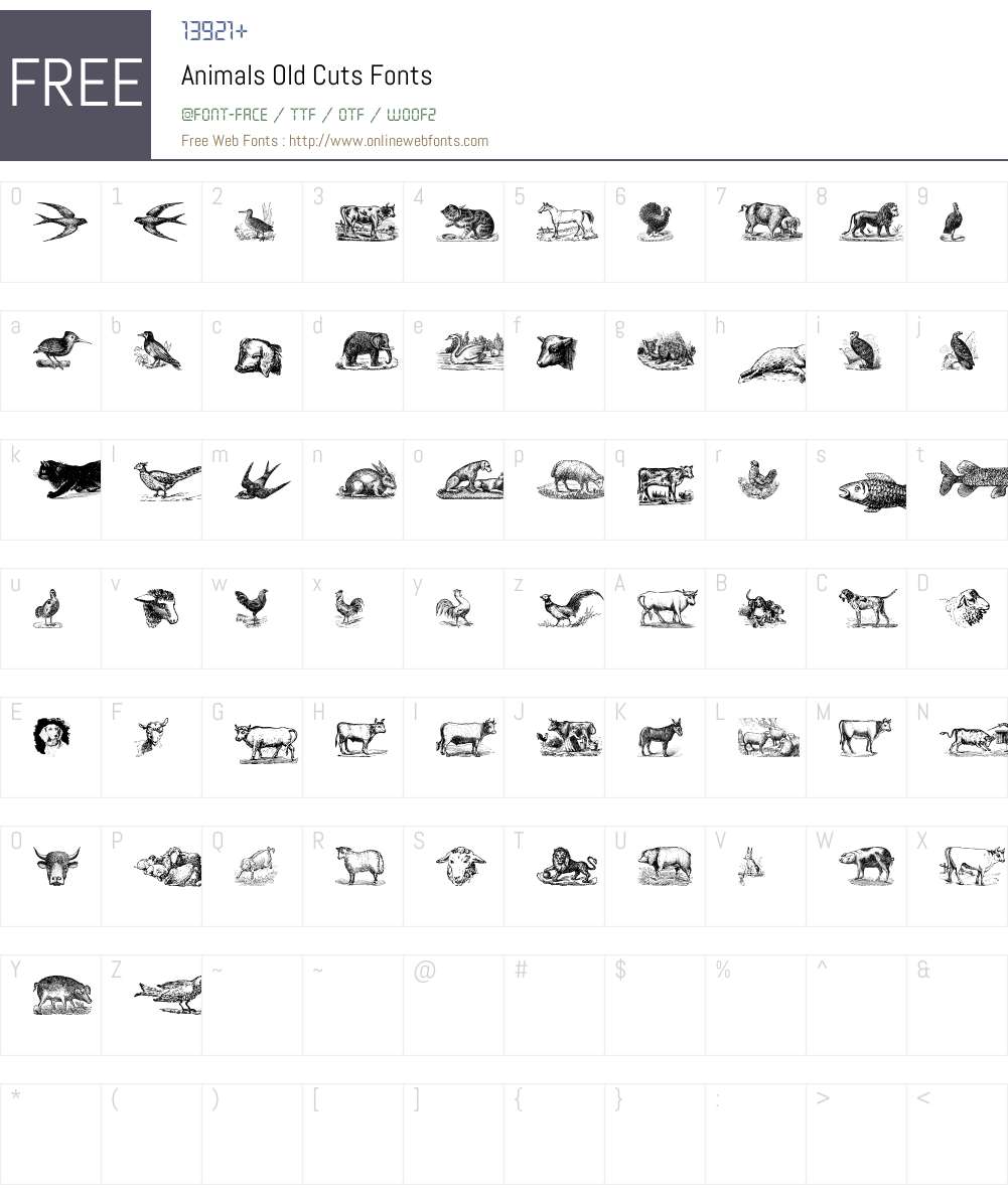 Animals Old Cuts Font Screenshots