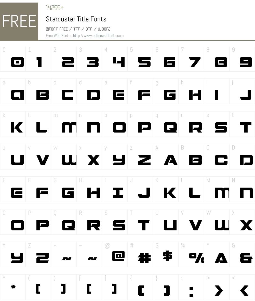 Starduster Title Font Screenshots
