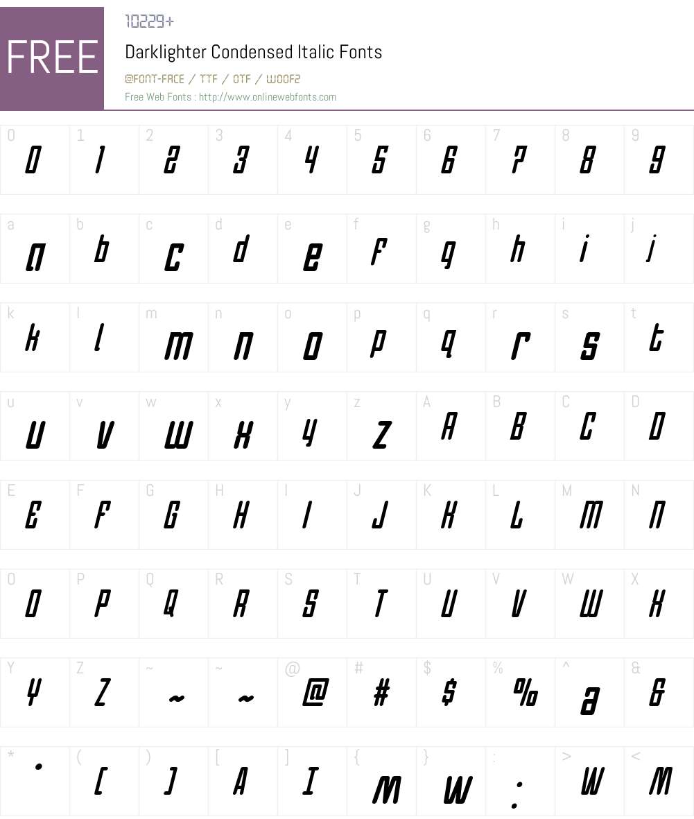 Darklighter Condensed Italic Font Screenshots
