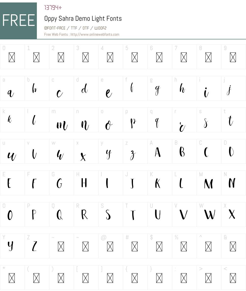 Oppy Sahra Demo Light Font Screenshots