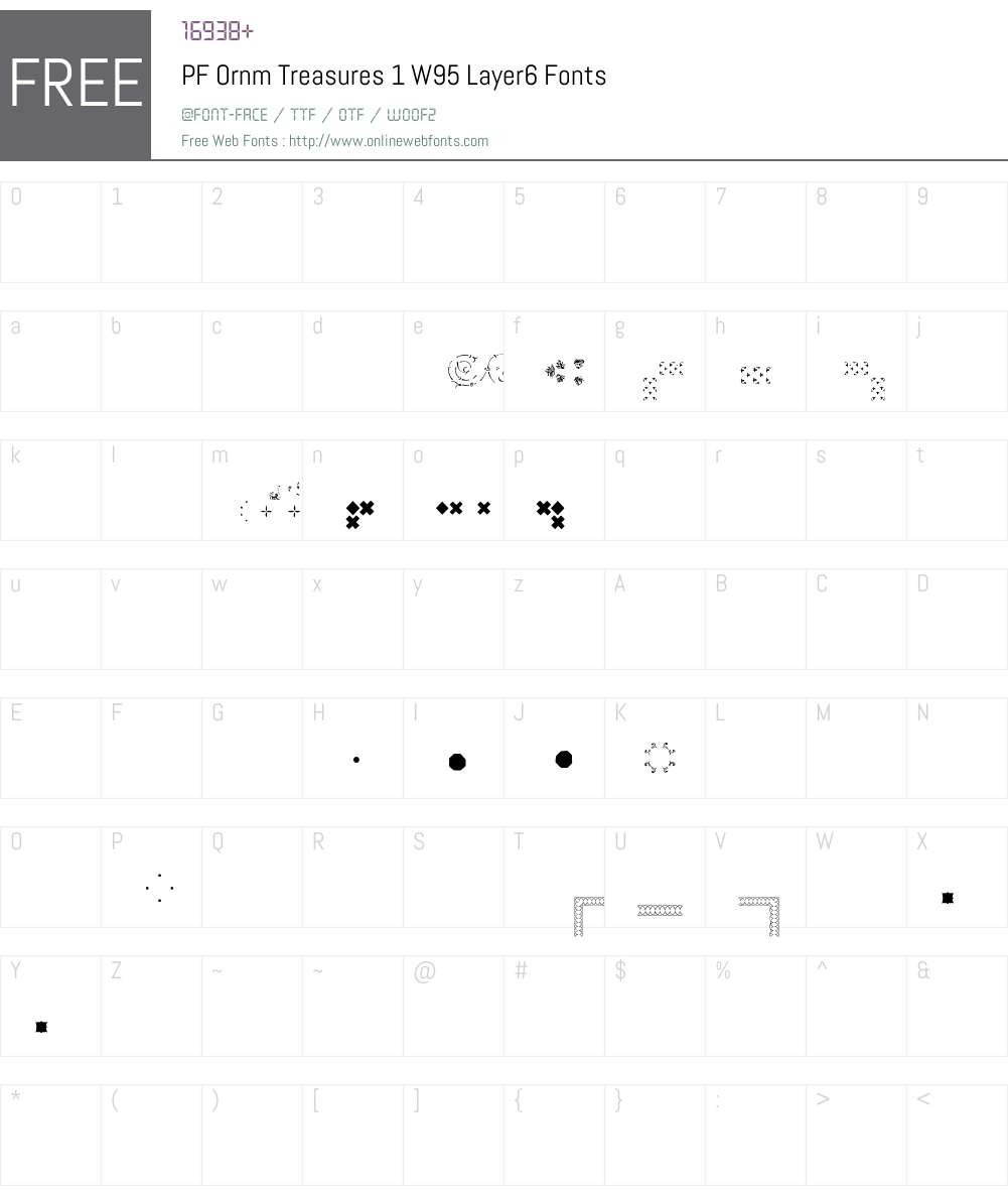 PFOrnmTreasures1W95-Layer6 Font Screenshots