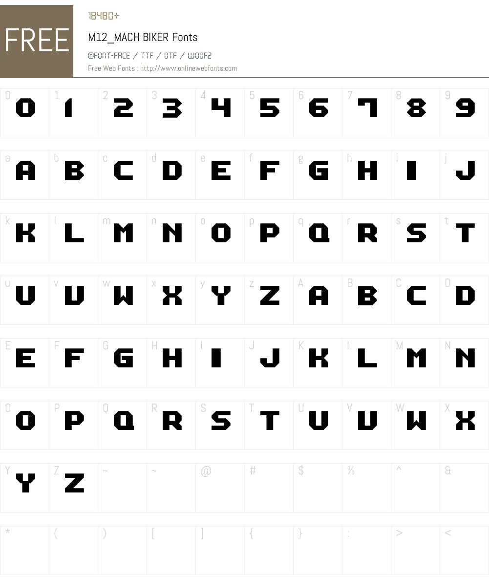 M12_MACH BIKER Font Screenshots