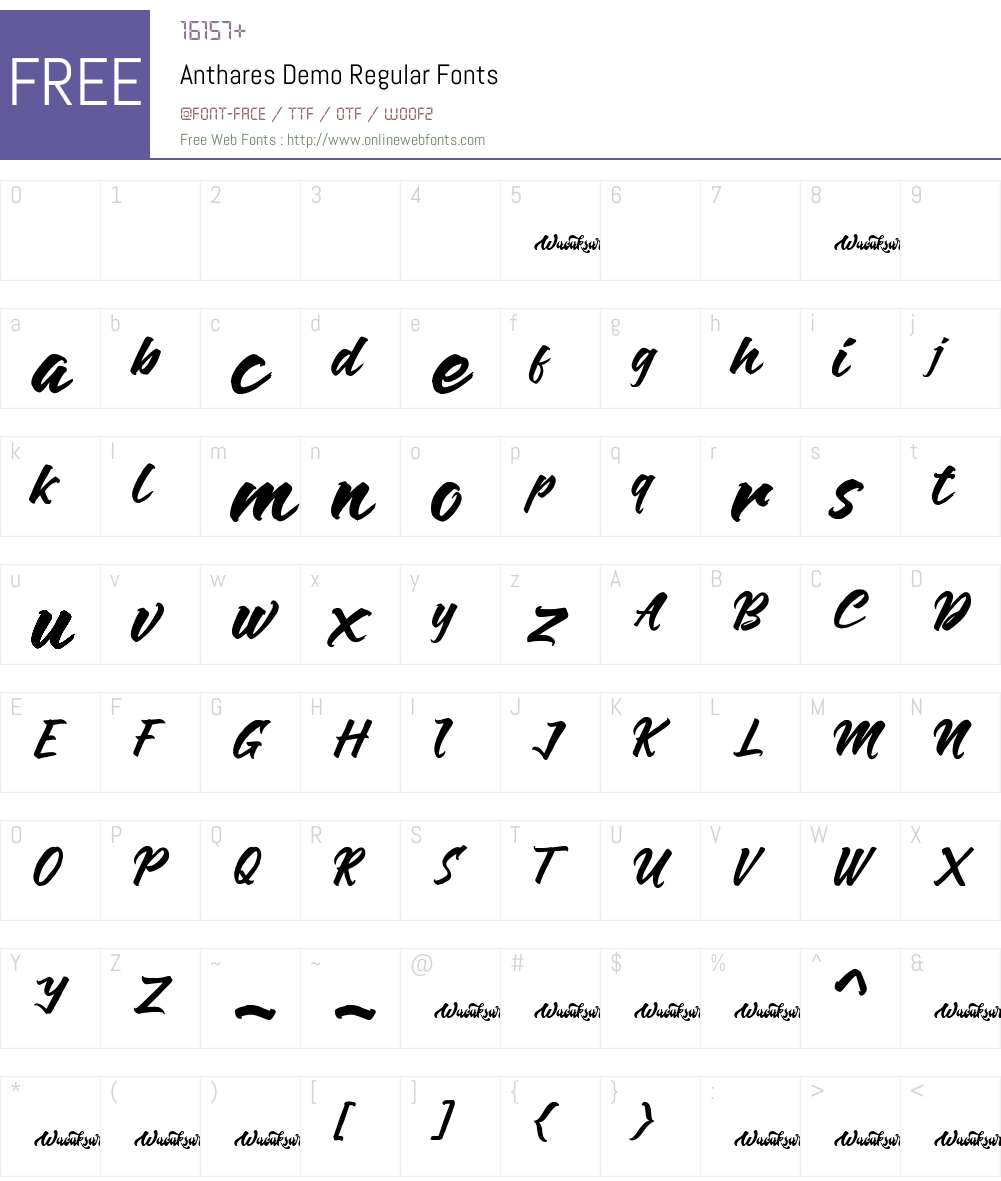 Anthares Demo Font Screenshots