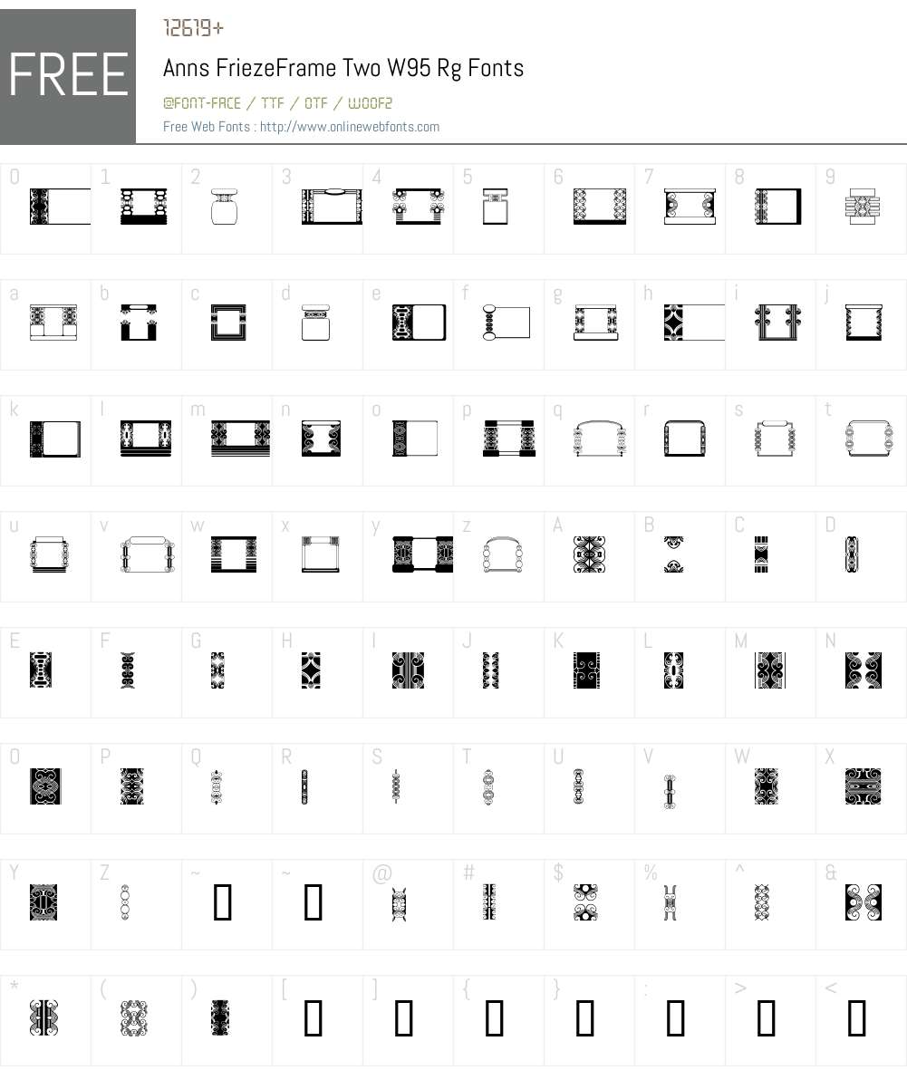 Ann's FriezeFrame Two Font Screenshots