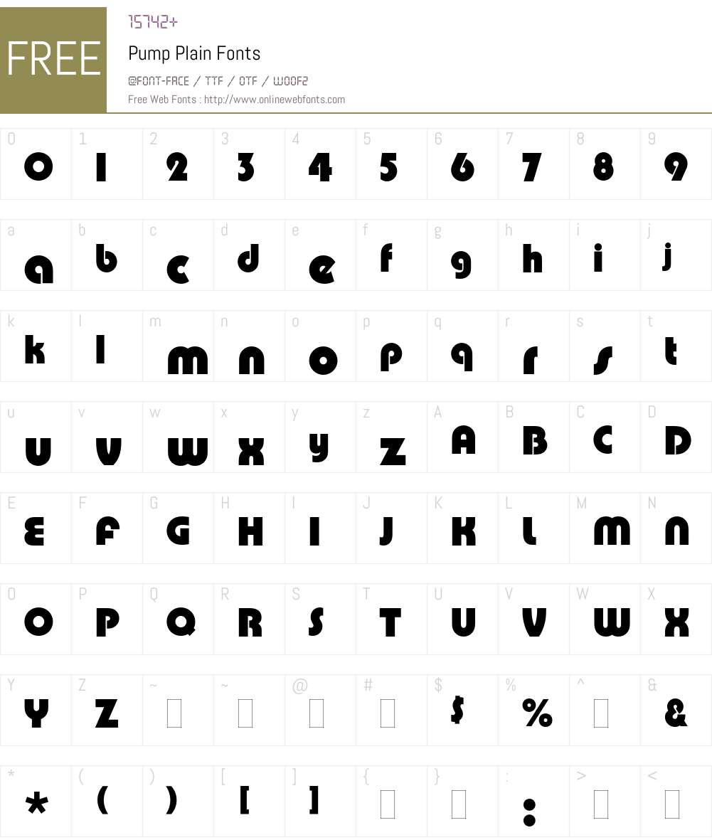 Pump Font Screenshots