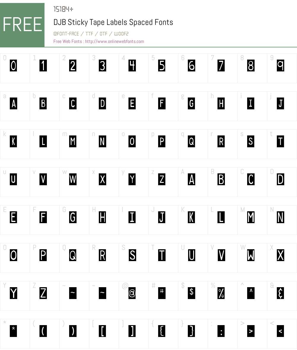 DJB Sticky Tape Labels Spaced Font Screenshots