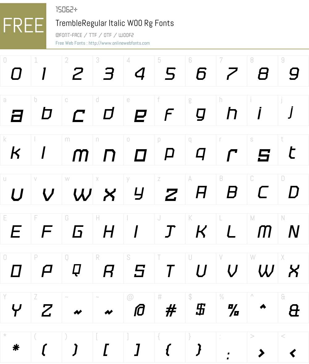 TrembleRegular Italic Font Screenshots