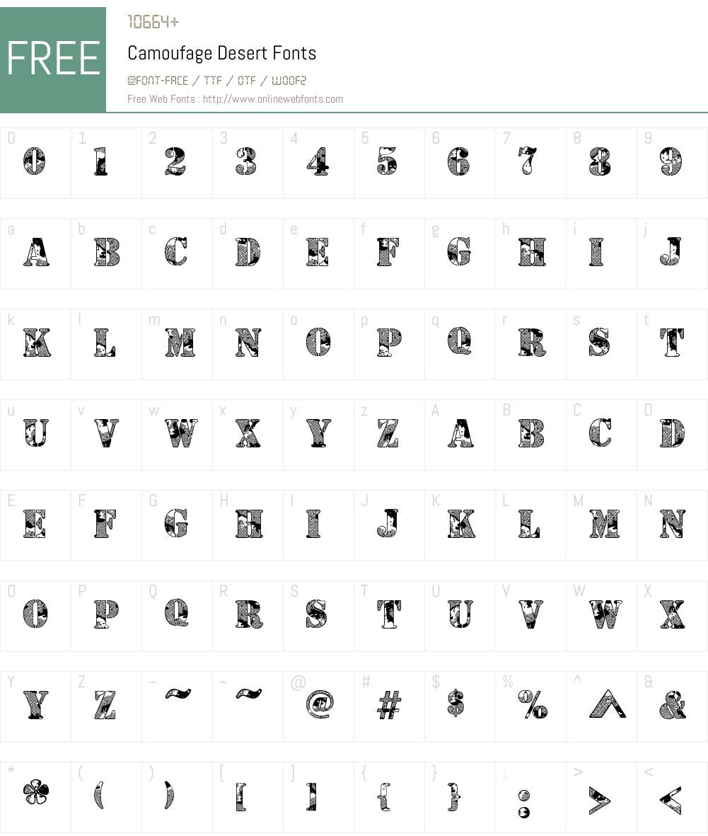 Camoufage Desert Font Screenshots