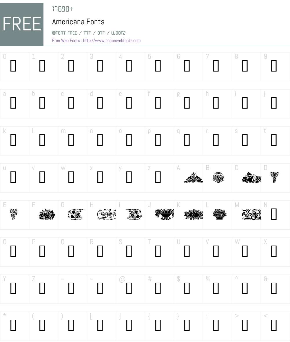 Americana Font Screenshots
