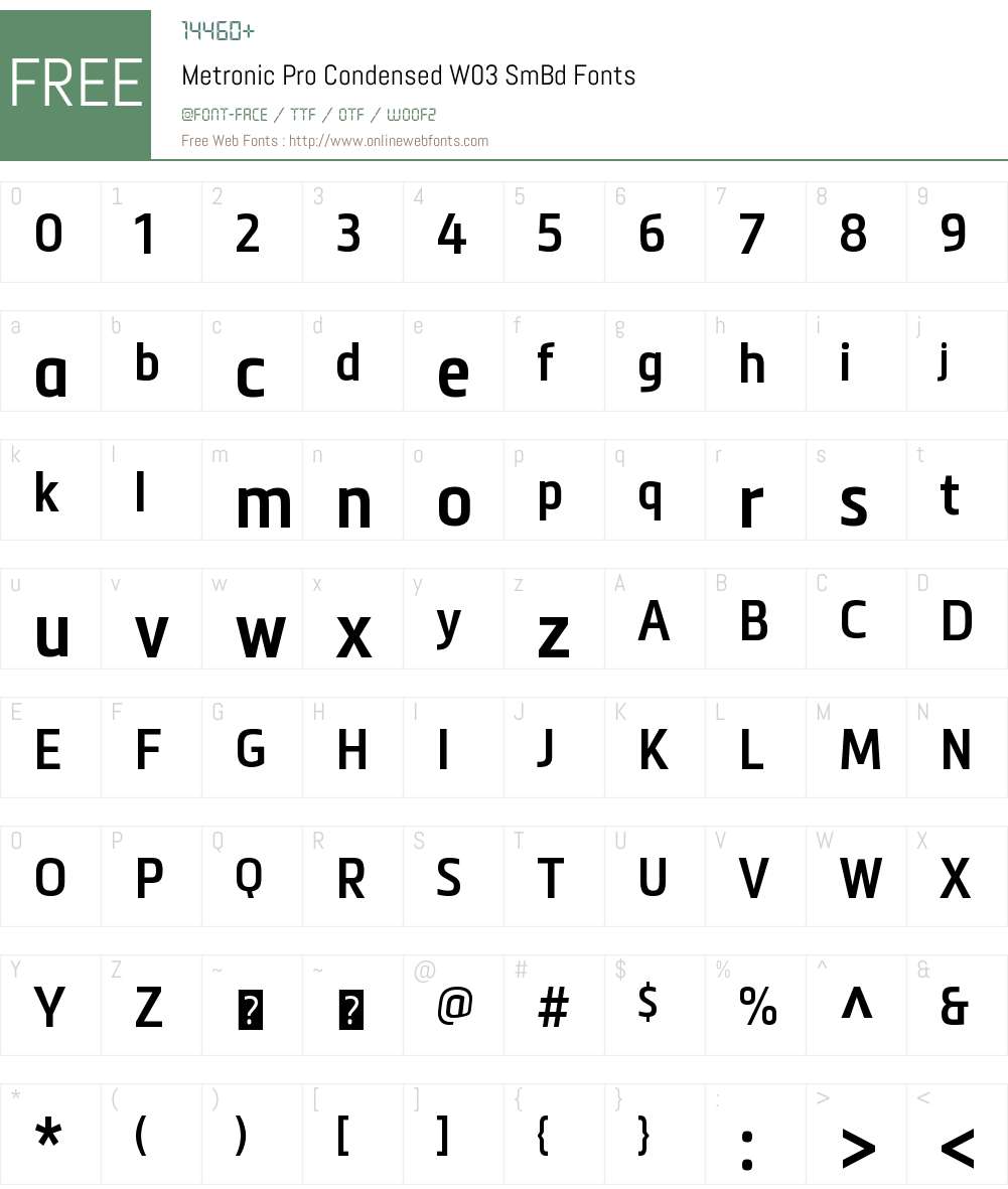 Metronic Condensed Font Screenshots