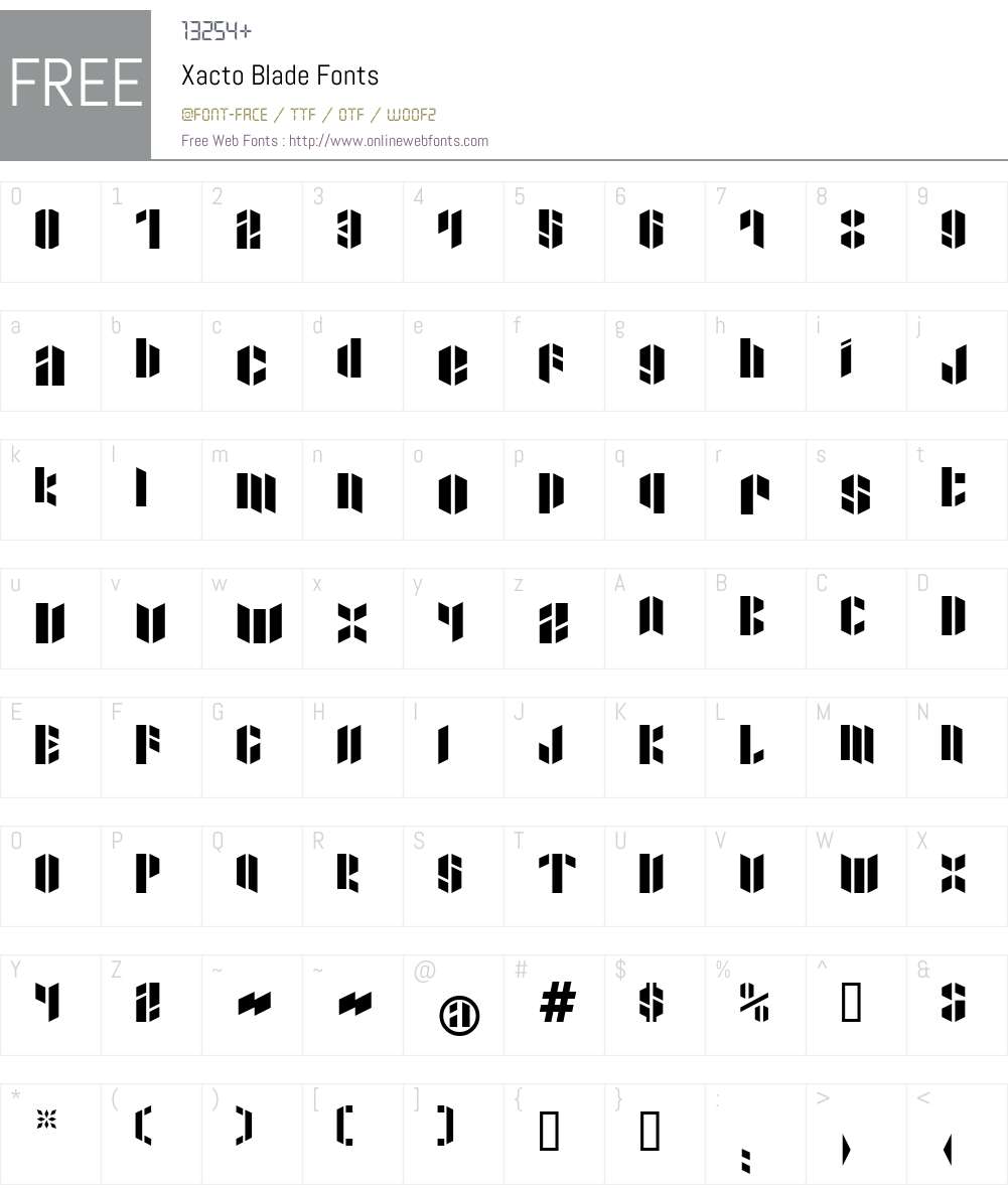 Xacto Blade Font Screenshots