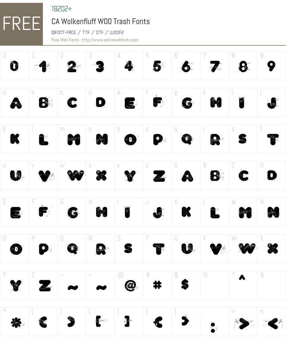 CAWolkenfluffW00-Trash Font Screenshots