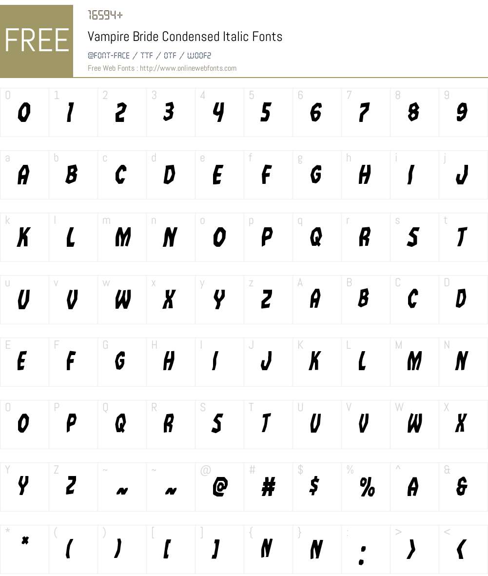 Vampire Bride Condensed Italic Font Screenshots