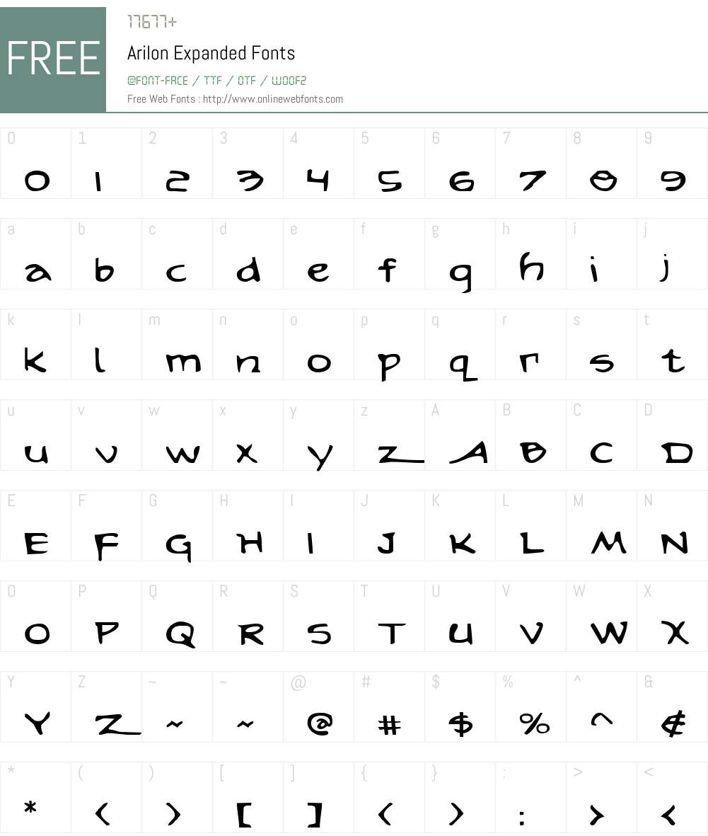 Arilon Expanded 1.0; 2008; initial release Fonts Free Download