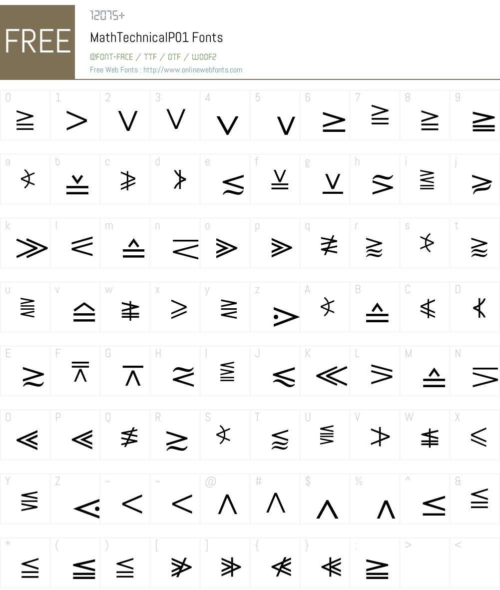 MathTechnical Font Screenshots