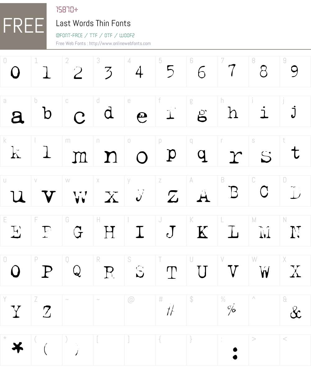 Last Words Font Screenshots