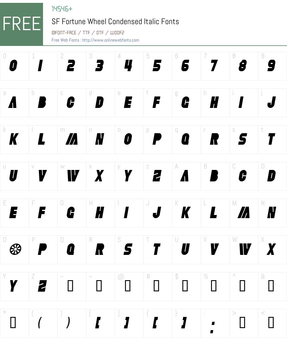 SF Fortune Wheel Condensed Font Screenshots