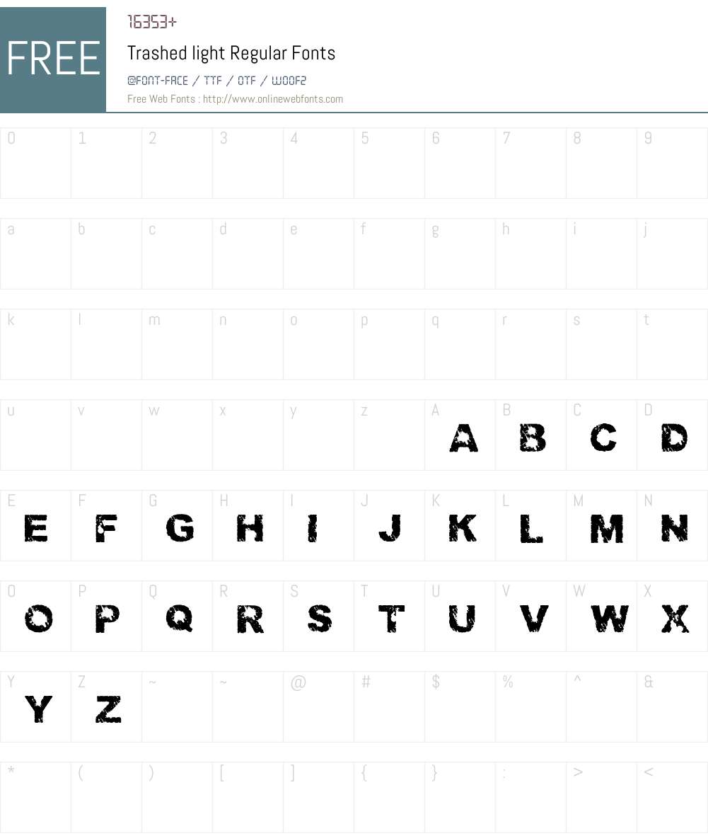 Trashed light Font Screenshots