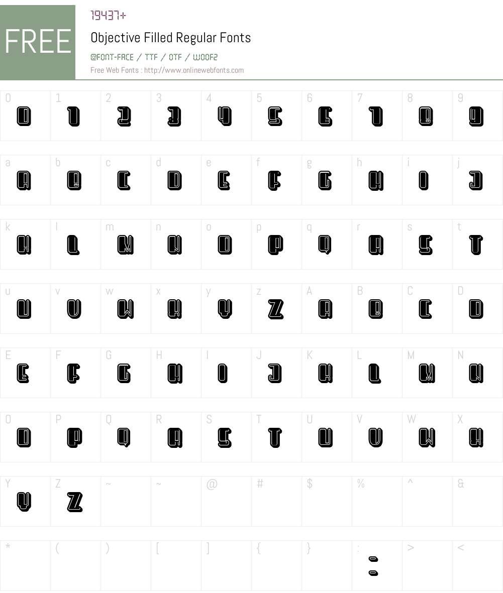 Objective Filled Font Screenshots