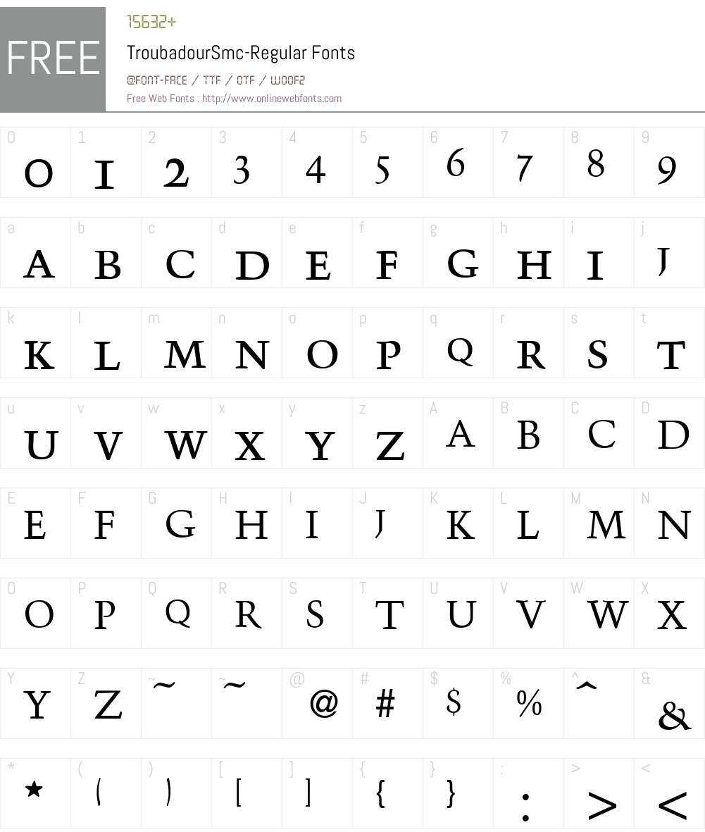TroubadourSmc Font Screenshots