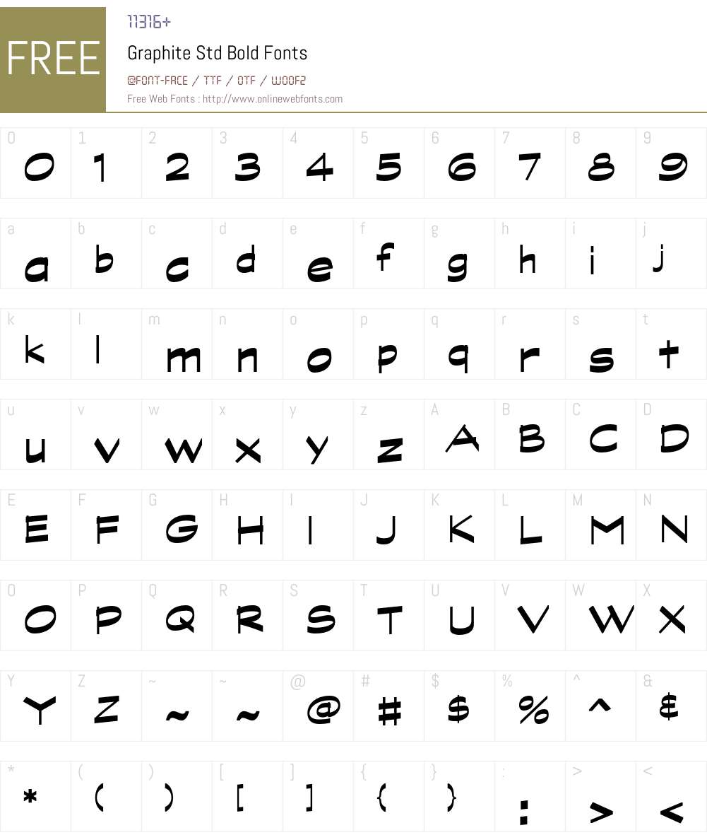 Graphite Std Font Screenshots