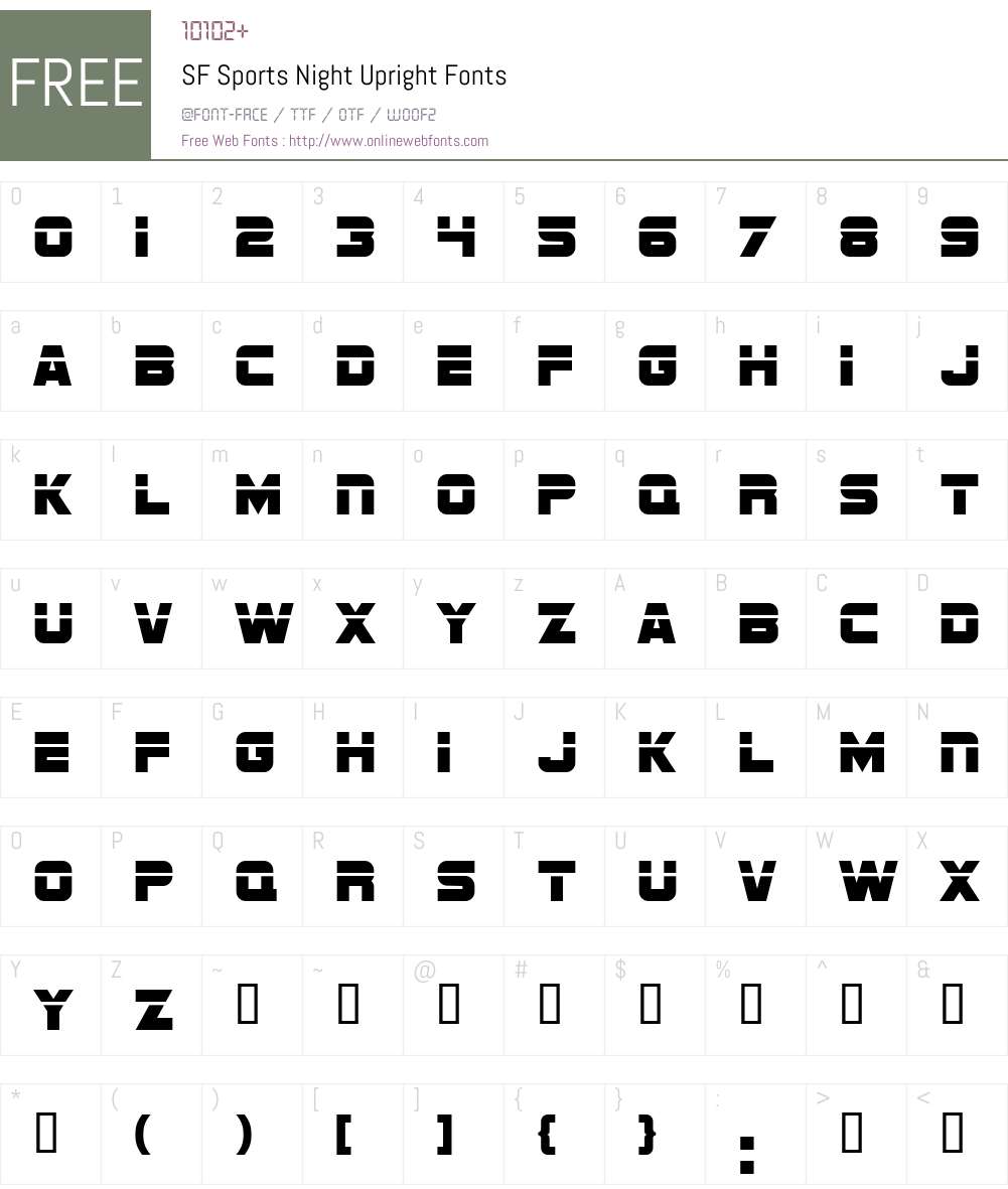 SF Sports Night Upright Font Screenshots