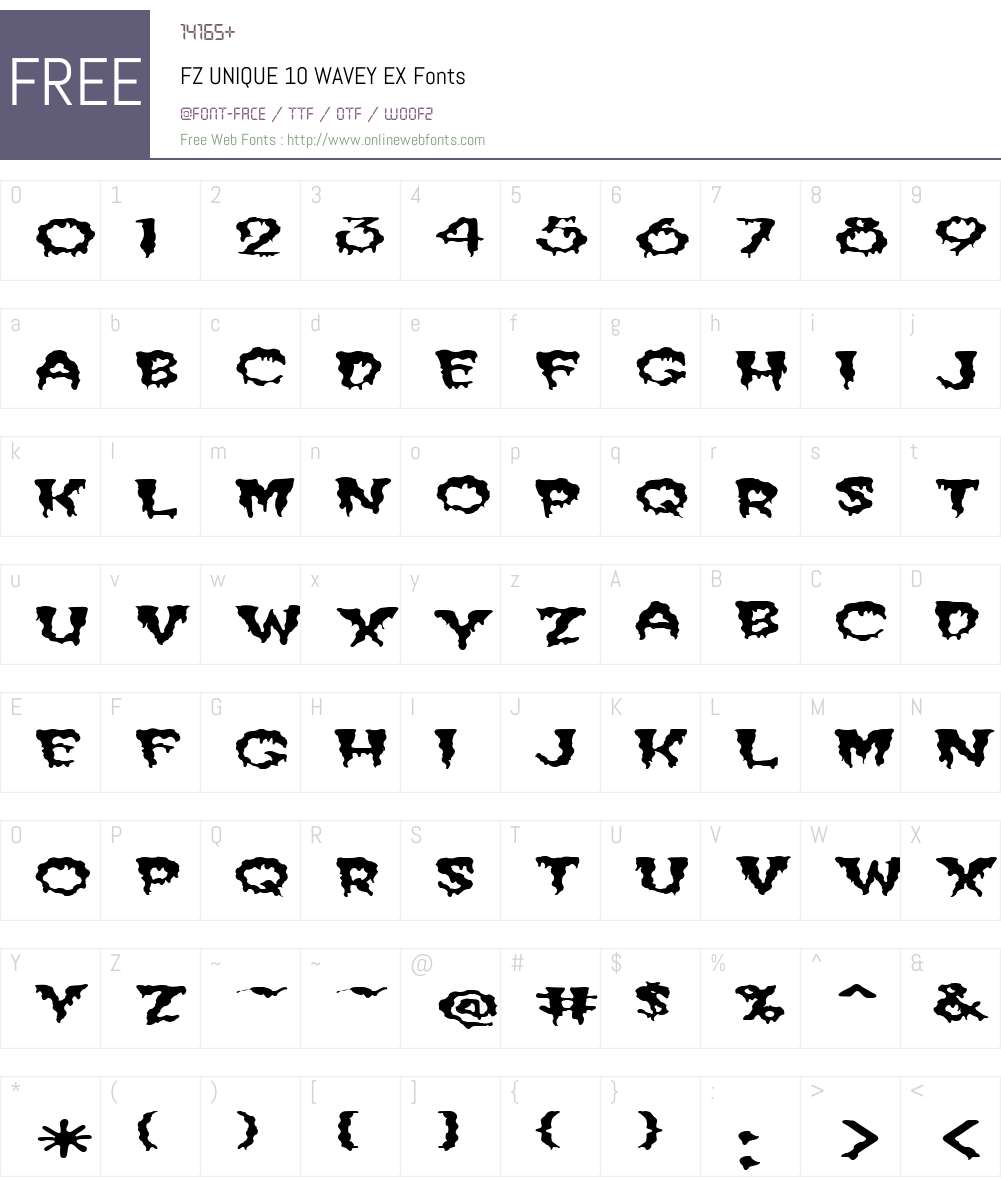 FZ UNIQUE 10 WAVEY EX Font Screenshots