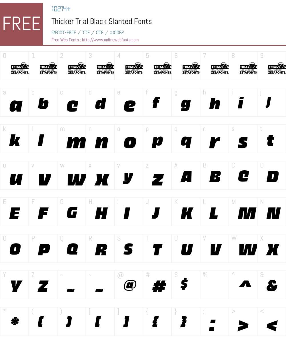 Thicker Trial Font Screenshots