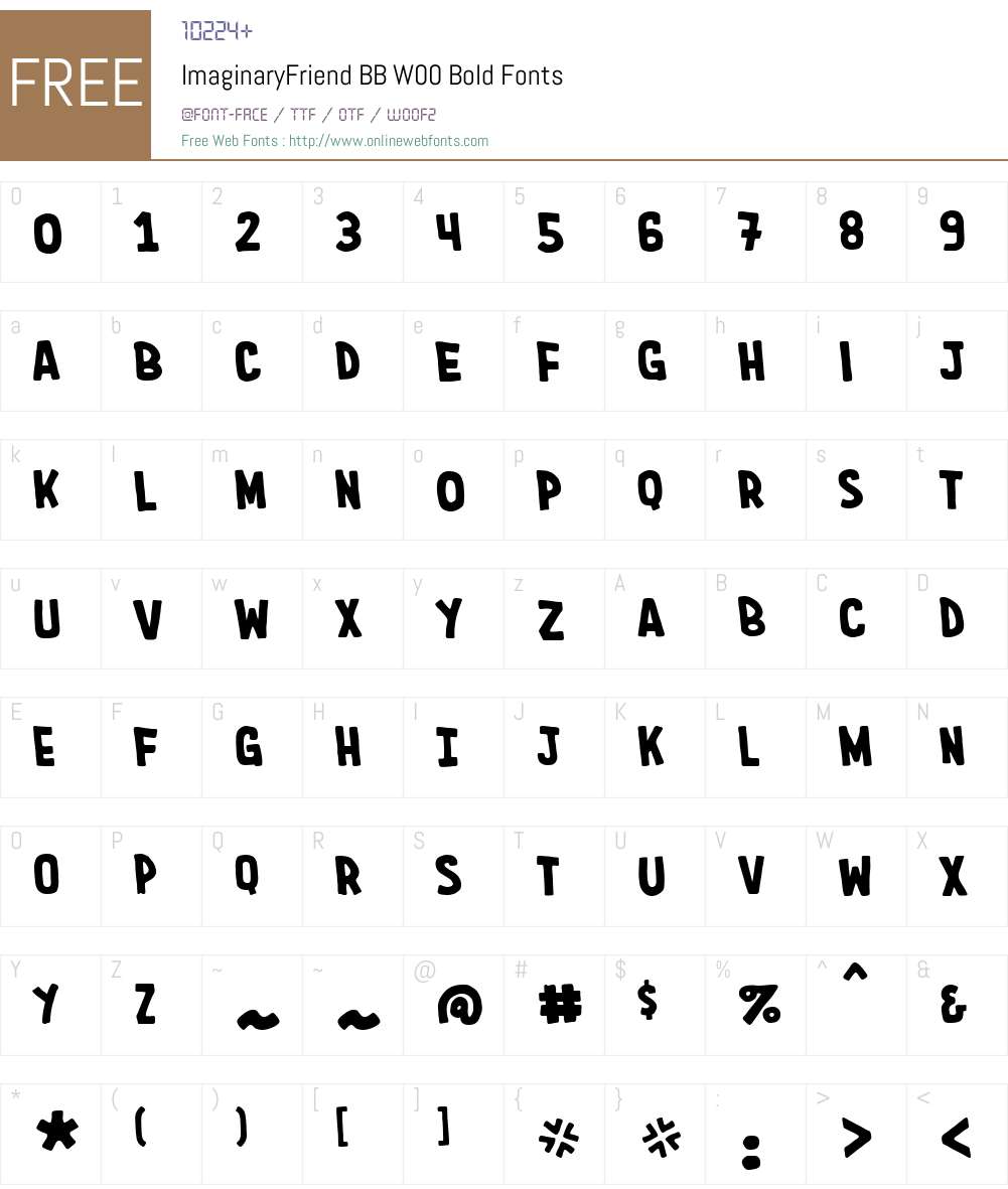 ImaginaryFriendBBW00-Bold Font Screenshots