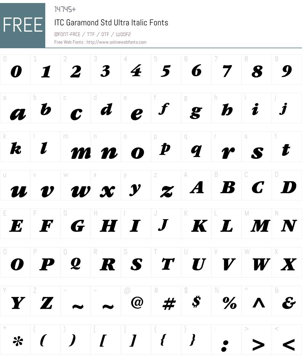 ITC Garamond Std Font Screenshots