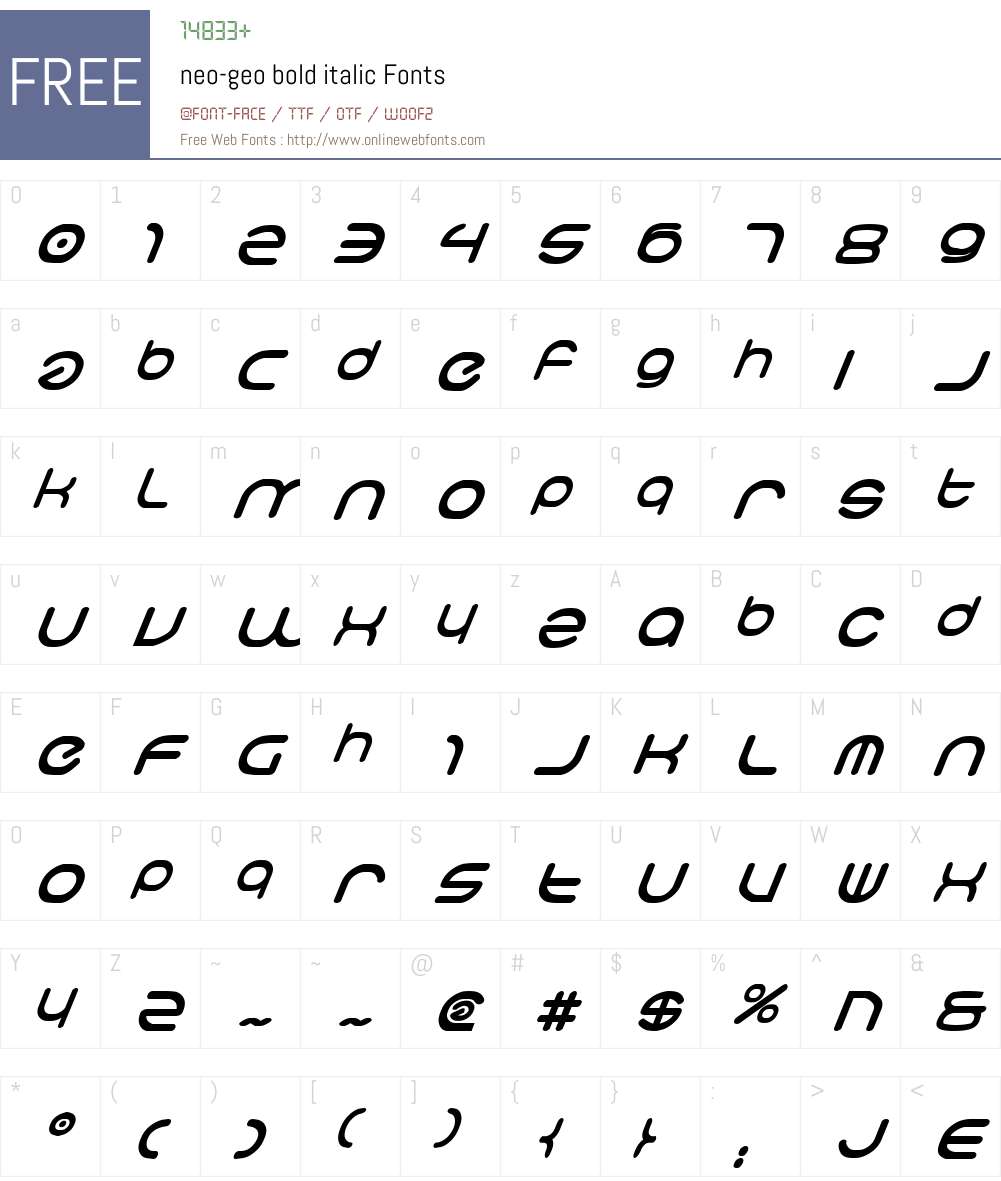 neo-geo bold italic Font Screenshots