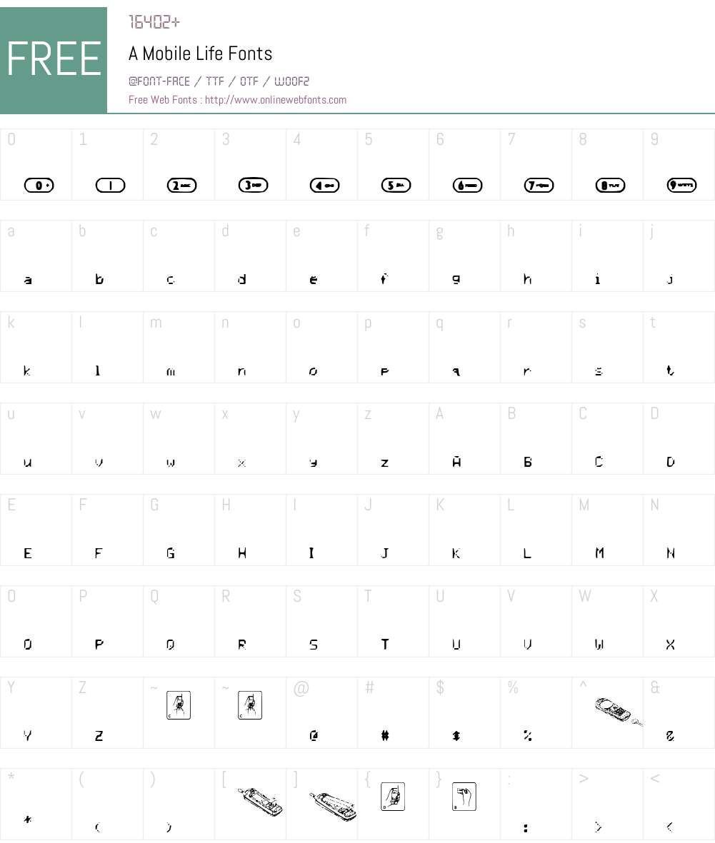 A Mobile Life Font Screenshots